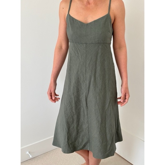 Theory Linen A-line Midi Dress Spaghetti Straps - Picture 5 of 8